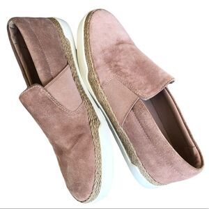 Vince Suede & Jute Johan Slip Ons Blush Pink Size 6.5
